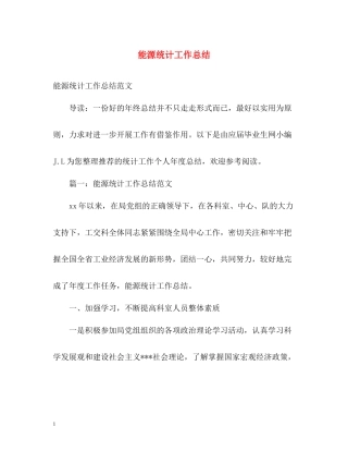 能源统计工作总结