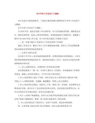 审计年终工作总结个人模板