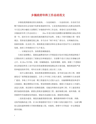 乡镇政府年终工作总结范文
