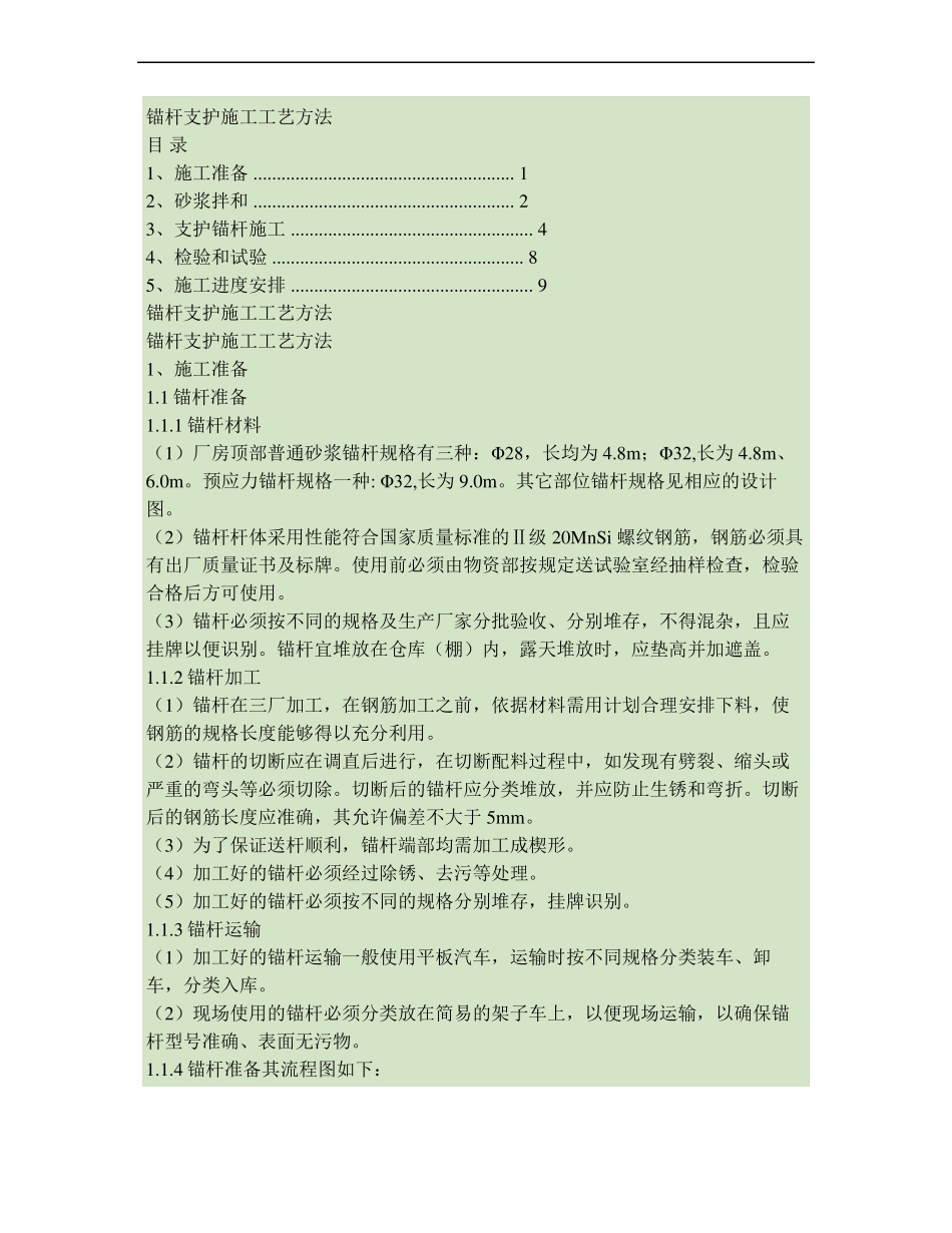锚杆支护施工工艺方法_第1页