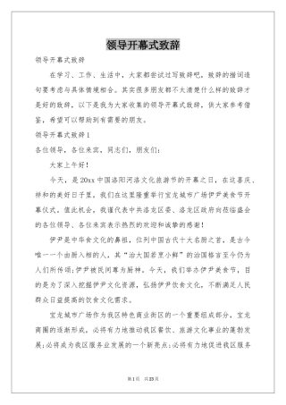 领导开幕式致辞