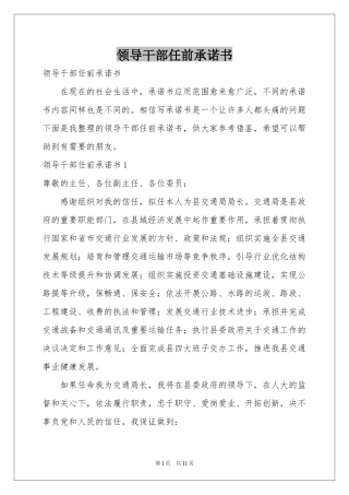 领导干部任前承诺书