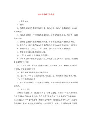 2020年出纳工作小结