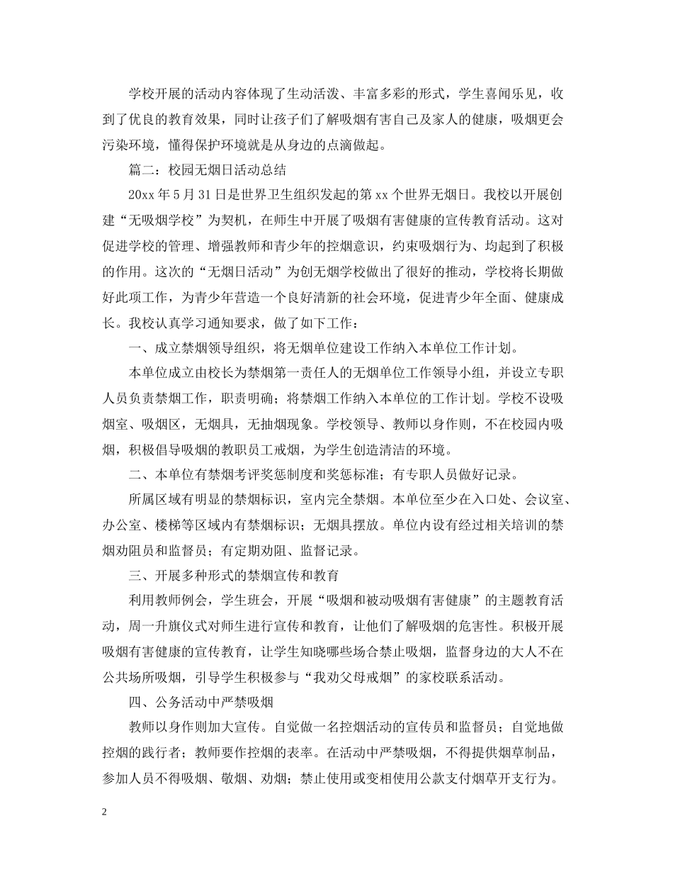 531校园无烟日活动总结范文_第2页