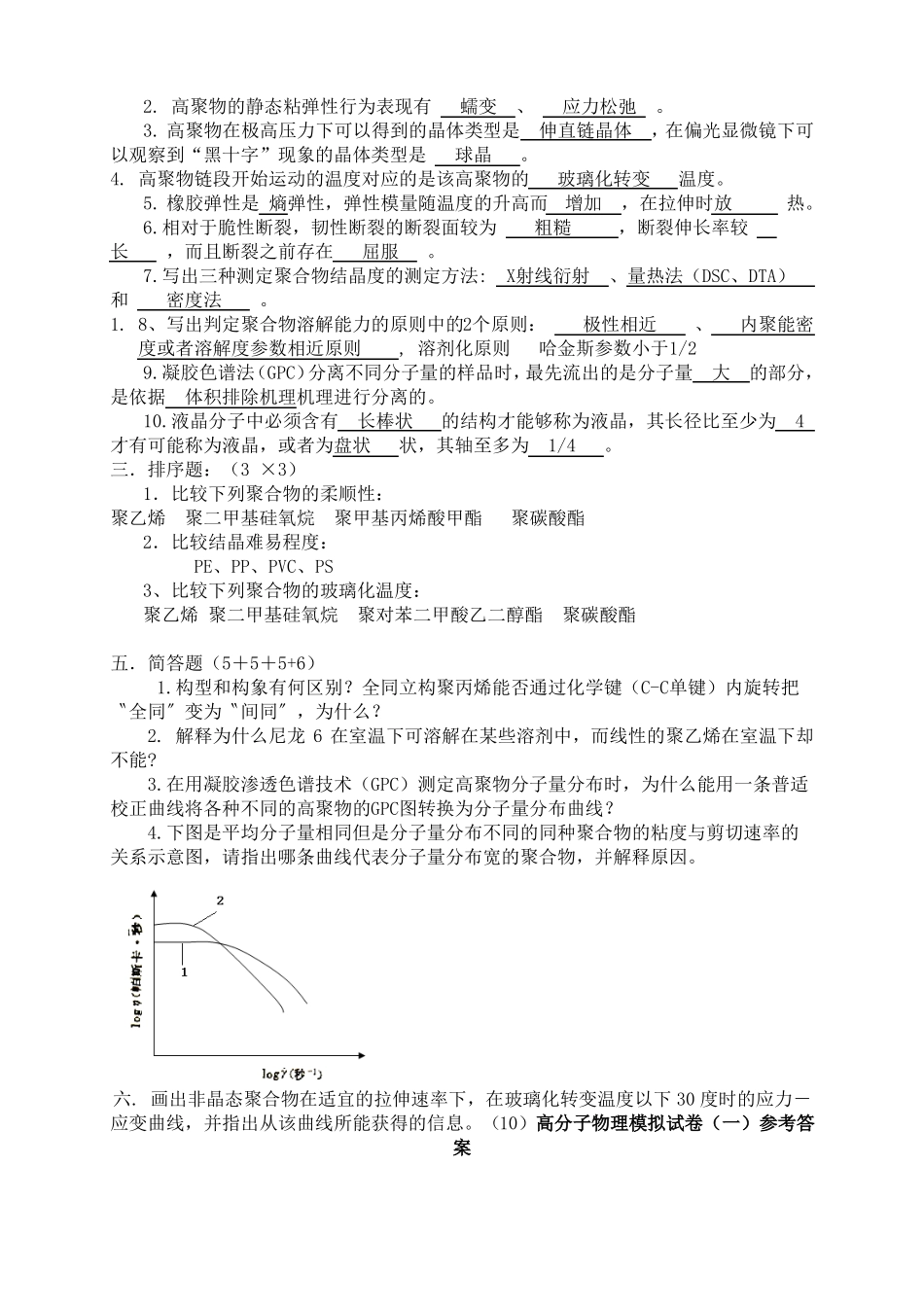 高分子物理模拟试卷要点_第2页