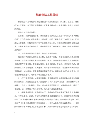 综合执法工作总结