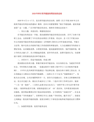 2020年审计局节能宣传周活动的总结