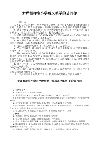 2014新课程标准小学语文教学的总目标