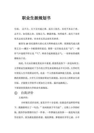 (完整)职业生涯规划书 