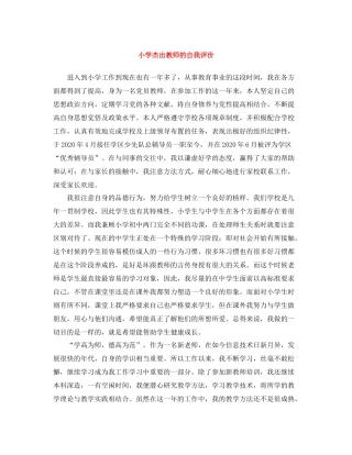小学杰出教师的自我评价