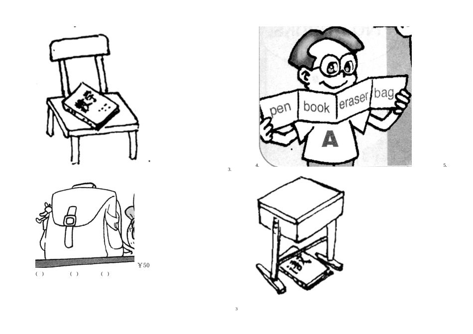 PEP小学英语四年级上册期中测验卷_第3页