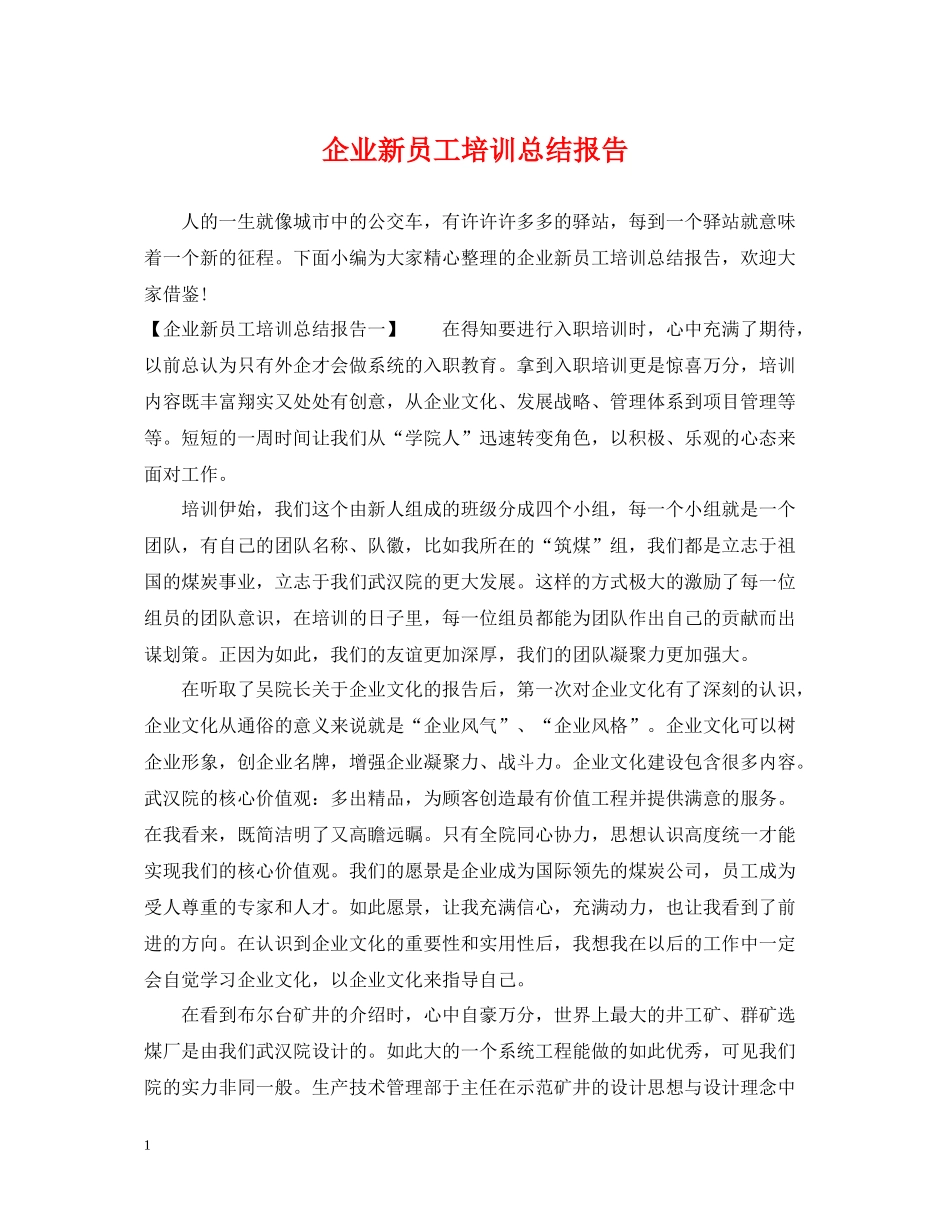 企业新员工培训总结报告_第1页