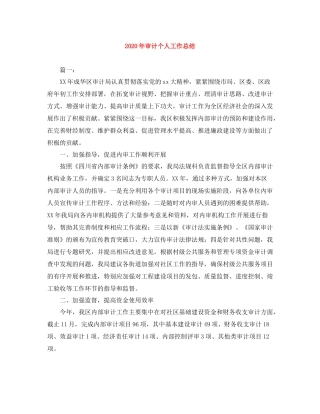 2020年审计个人工作总结