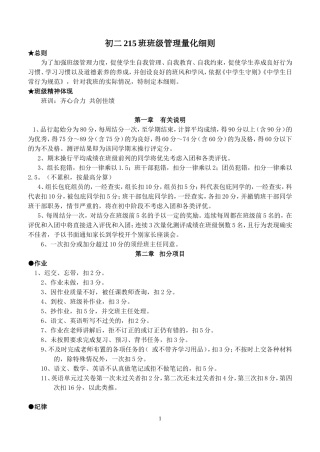 班级管理量化细则