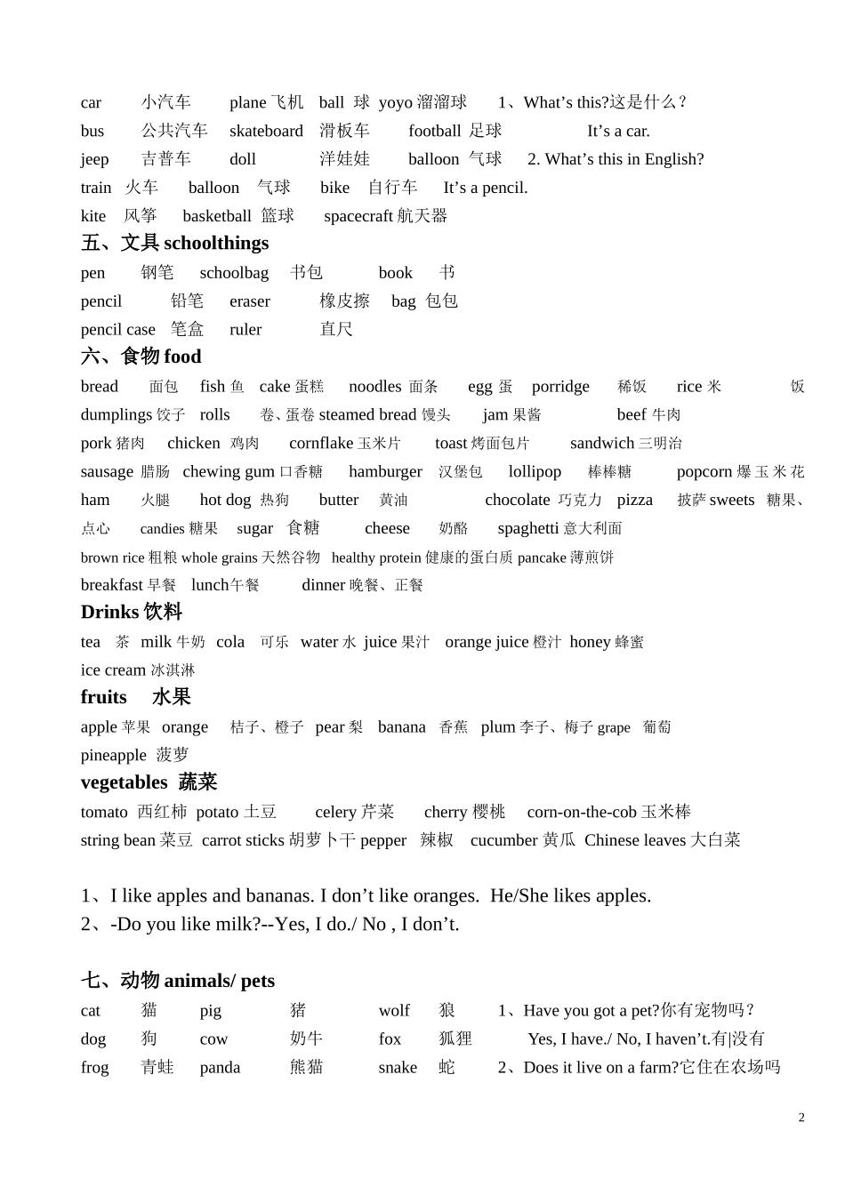 六年级英语复习提纲2_第2页