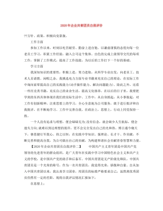 2020年企业共青团员自我评价