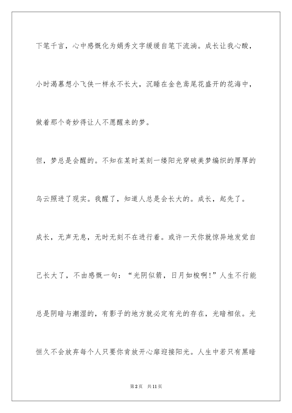 2024中考满分作文：成长路上的阳光_第2页