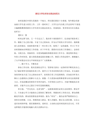 新任大学生村官自我总结范文