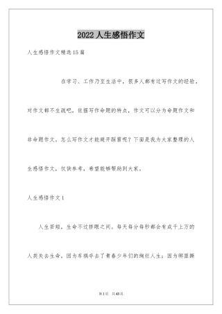 2024人生感悟作文