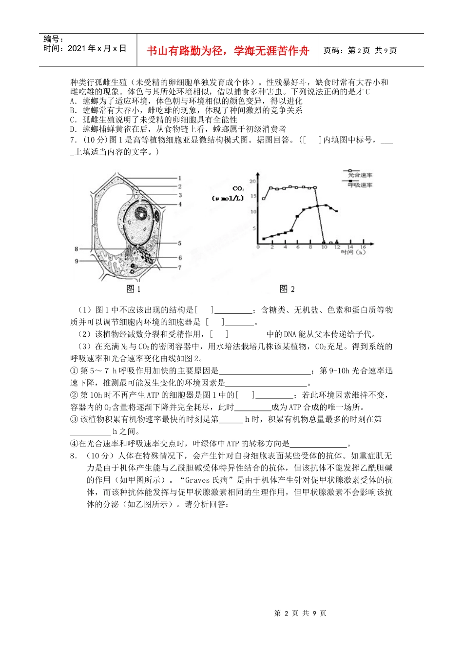 XXXX届生物第三周周考_第2页