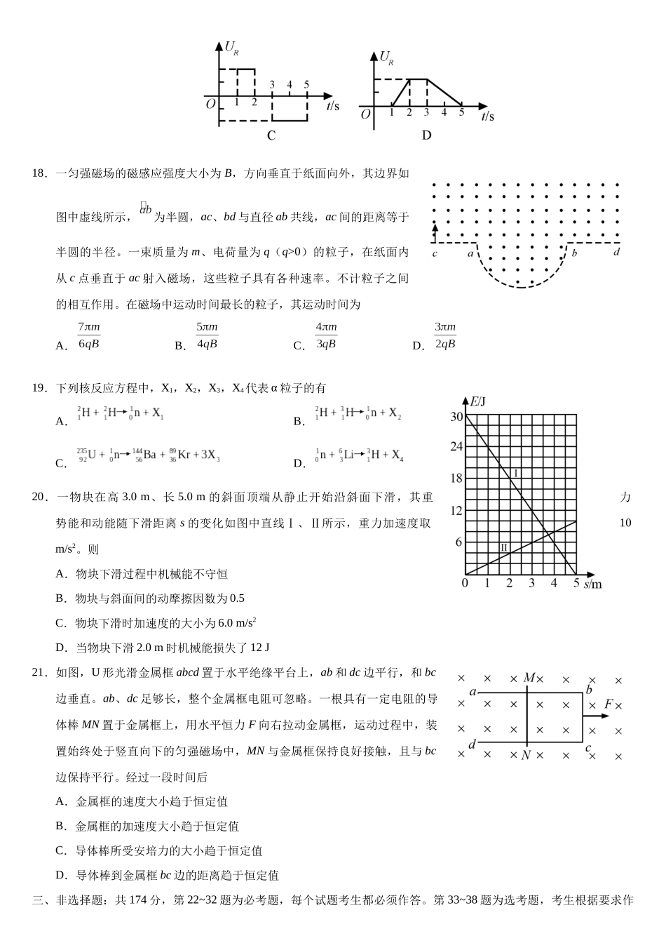 2020年普通高等学校招生全国统一考试全国1卷物理试题_第2页