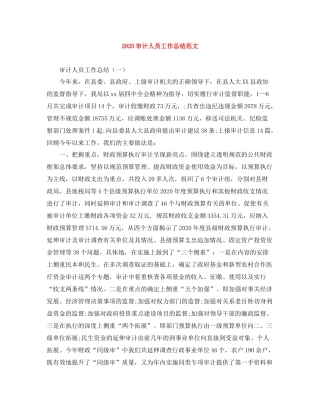 审计人员工作总结范文