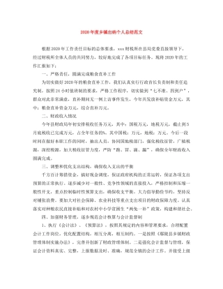 2020年度乡镇出纳个人总结范文