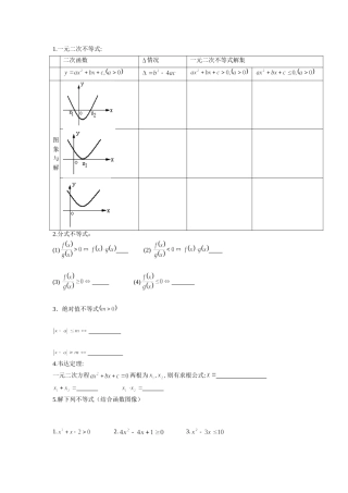 一元二次不等式练习