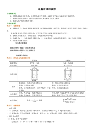 高中化学总复习电解原理和规律