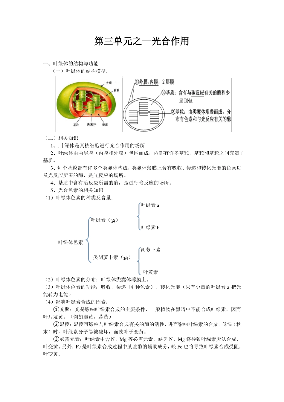 高中生物必修1光合作用知识点全面总结20_第1页