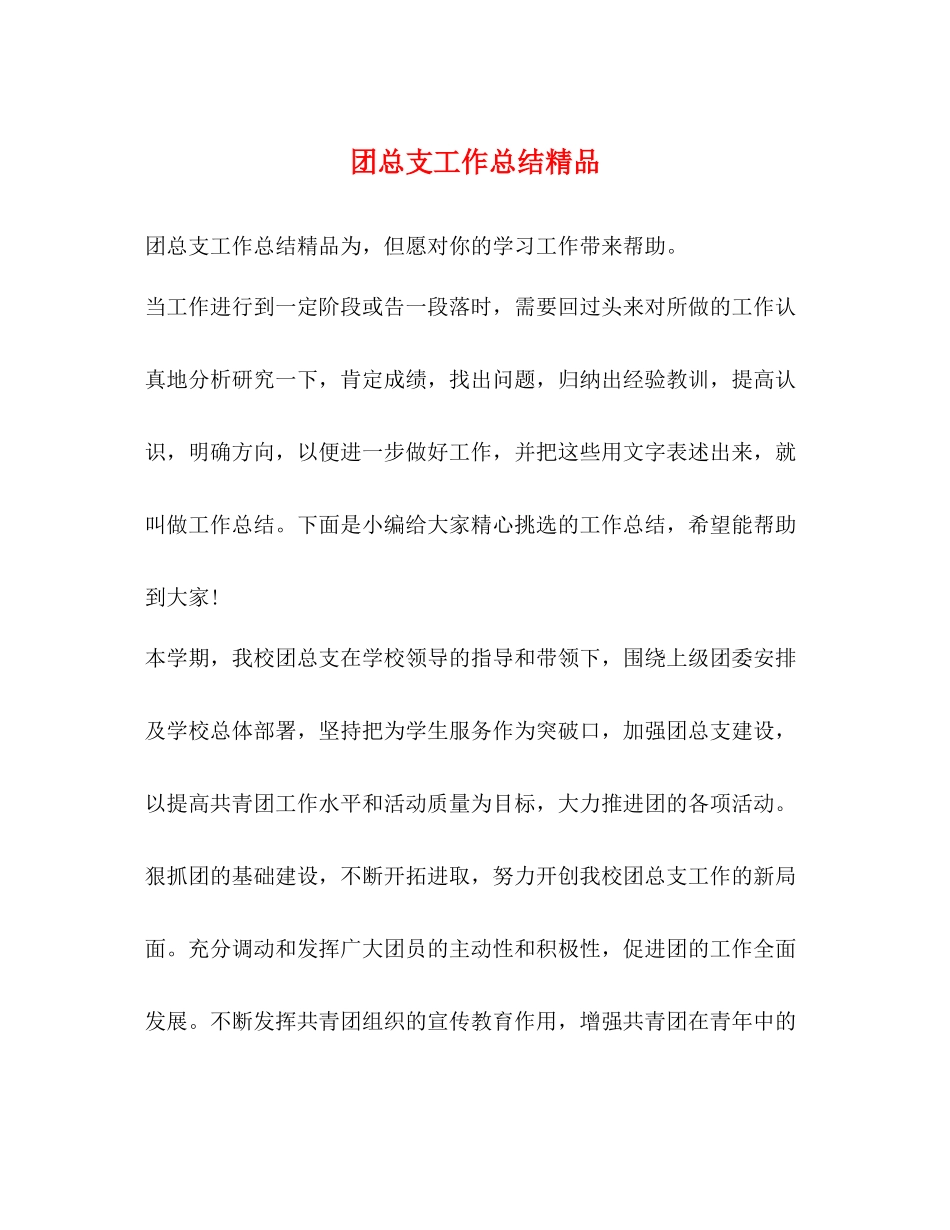团总支工作总结精品_第1页