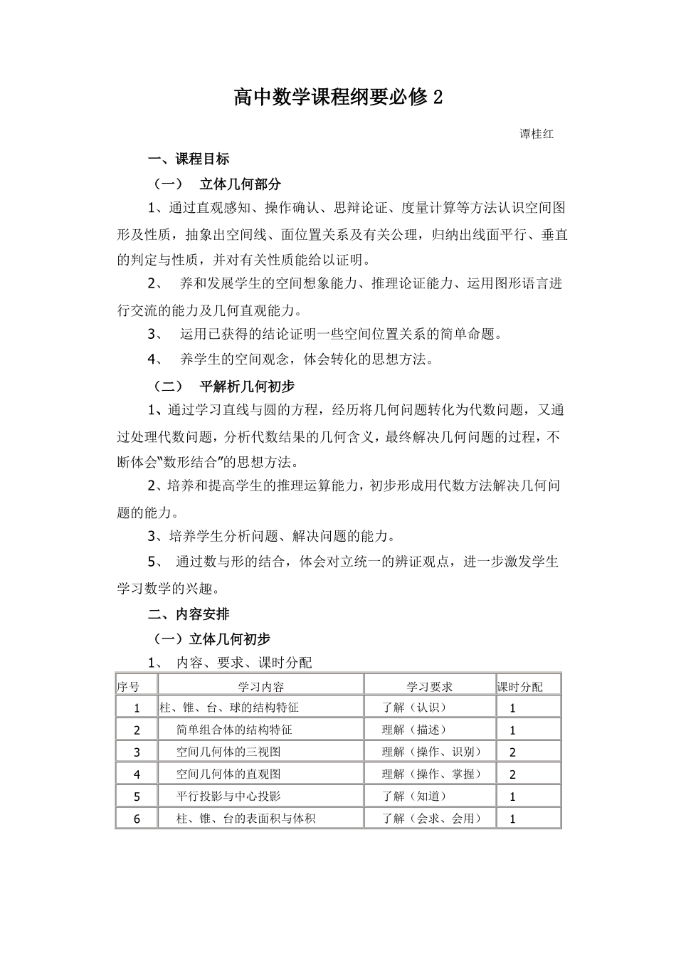 高中数学课程纲要必修2_第1页