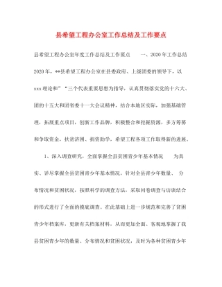 县希望工程办公室工作总结及工作要点