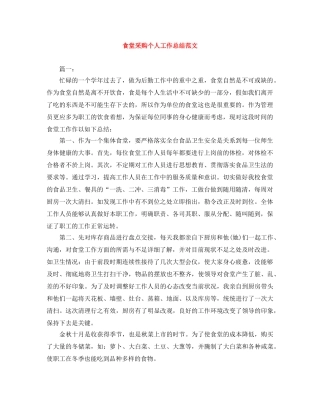 食堂采购个人工作总结范文 