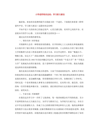 小学老师培训总结学习浙大新法