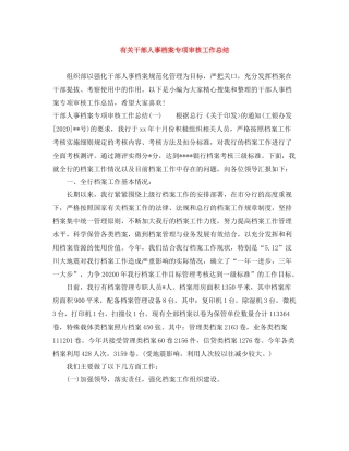 有关干部人事档案专项审核工作总结