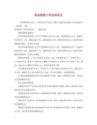 食品检验工作总结范文 