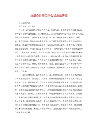 注册会计师工作会议总结讲话