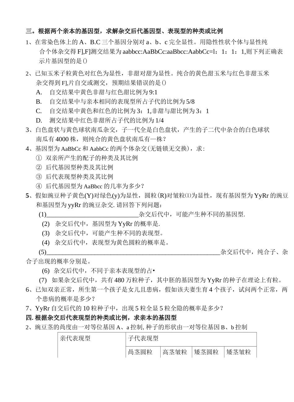 高考生物-遗传规律题型总结_第2页