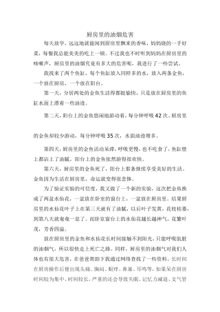厨房里的油烟危害
