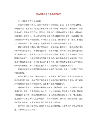 怎么写新人个人工作总结范文