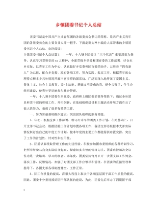 乡镇团委书记个人总结2