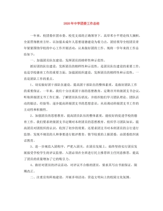 2020年团委工作总结