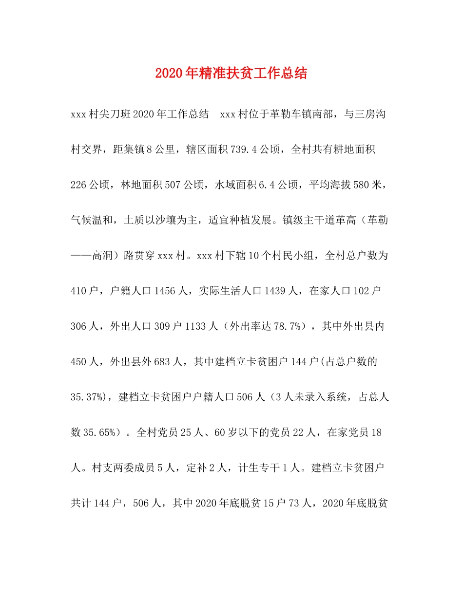 2020年精准扶贫工作总结_第1页