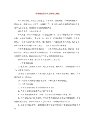 商场营业员个人总结范文精选