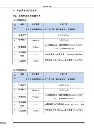 除臭设备设计计算书