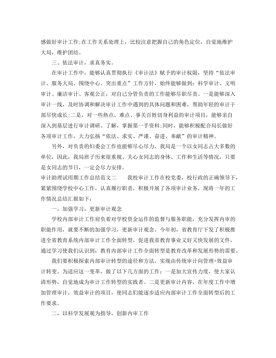 审计助理试用期工作总结_第2页