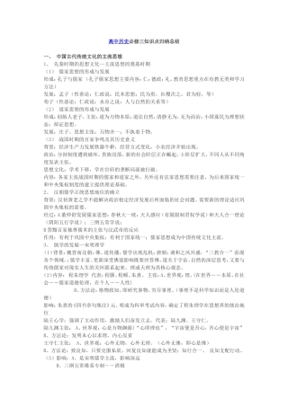 高中历史必修三知识点归纳总结