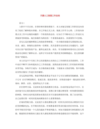天猫人工客服工作总结