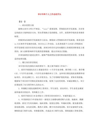审计年终个人工作总结开头